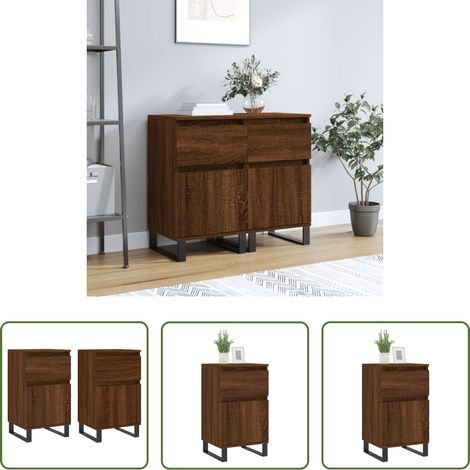 vidaXL Beistelltisch - Sideboards 2 Stk. Braun Eichen-Optik 40x35x70 cm Holzwerkstoff (1/5)