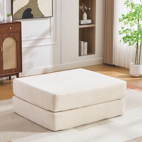Fauteuil compressé en velours côtelé avec cadre métallique robuste – design ergonomique + rembourrage épais pour un confort durable. Avec poche latérale et coussin, librement combinable – polyvalent. (1/5)