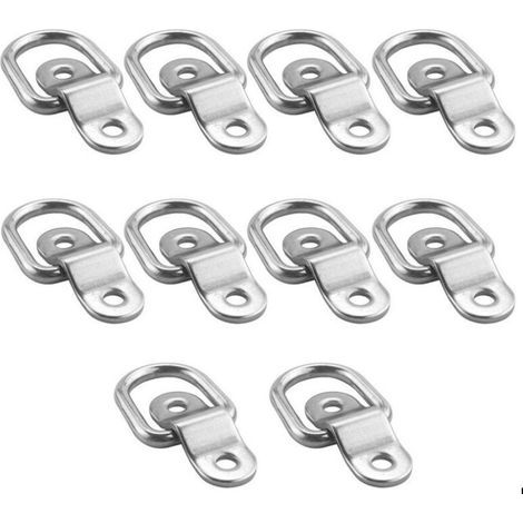 10Pcs D Anneau D'arrimage Anneau d'ancrage de Charge Ancrage de Remorque Anneau D'arrimage Forgé avec 20 Pièces Vis pour Sécuriser la Charge dans Le Camion Remorque (1/5)