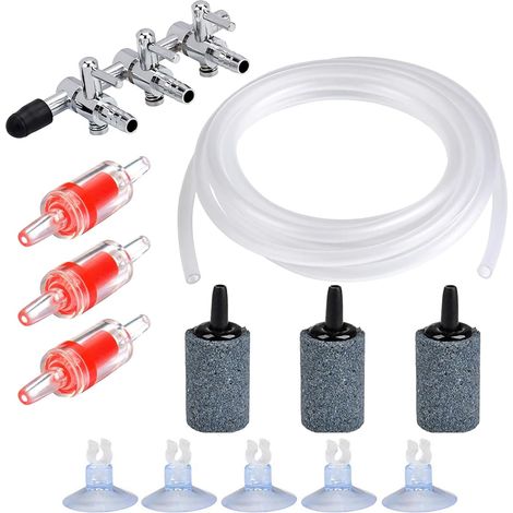 Adaptateur de levier de distributeur de répartiteur de pompe à eau à trois voies de contrôle du débit d'air avec tube de ligne aérienne standard ventouses connecteurs pour pompes d'aquarium (1/5)