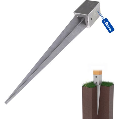 Lot de 16 Support de poteau à enfoncer galvanisé à chaud 71 x 71 x 750 mm – Douille pour clôture bois – GeZu Impex