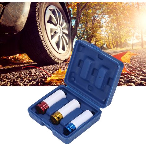 Set mit 3 farbigen Steckschlüsseln für Autoreifenmuttern, 17 mm, 19 mm und 21 mm (1/5)