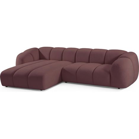 Selsey Millma - Canapé d'angle - 300 cm - velours rose (1/5)