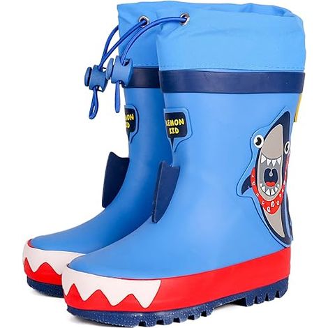 MINKUROW Regenstiefel, Unisex-Kinder, Jungen, Mädchen, bequeme, leichte Hai-Gummi-Regenschuhe, Regenstiefel für die Gartenschule, 29 Yards (1/4)