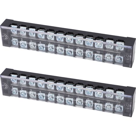 2PCS Bloc de Jonction à Vis Double Rangée 600V 25A 12 Pôles avec Protection pour Courants Forts (1/5)