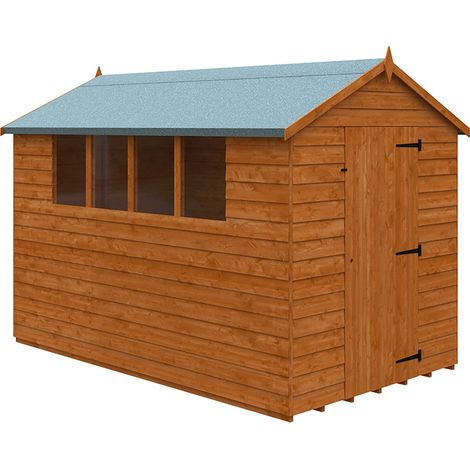 10 x 6 Feet Budget Apex 9mm Shed - Solid Wood/Softwood/Pine - L295 x W175 x H217.9 cm - Burnt Orange