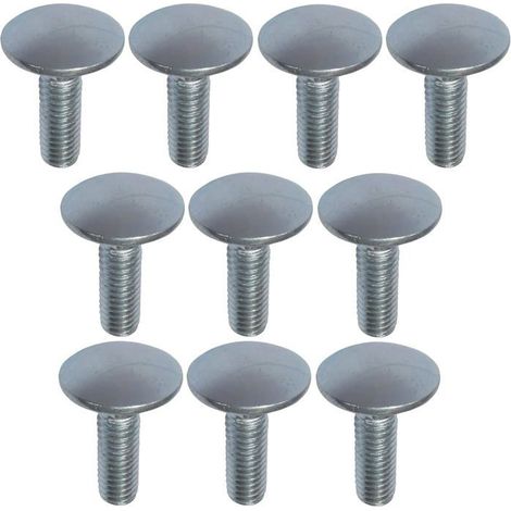 C48981 - Lot de 10 boulons de carrosserie/charrue à tête ronde à collet carré- M6x20mm - en acier zingué - DIN 603 (1/4)
