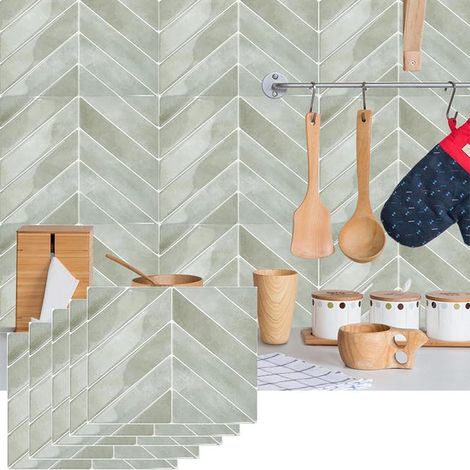Juego de 10 pegatinas autoadhesivas, impermeables y resistentes al aceite para azulejos de cocina (29 x 22,9 cm). (1/5)
