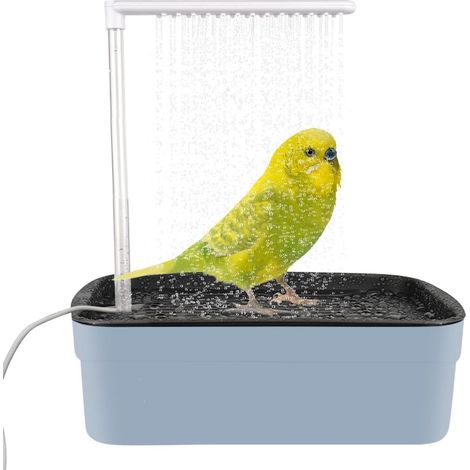 Douche pour Oiseaux, Automatique Baignoire pour Oiseaux, avec Pompe, Circulation d'eau et Plusieurs Robinets, pour Perruches, Gris (1/5)