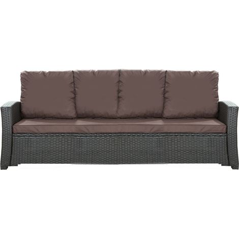 Coussins de canapé de jardin en résine tressée 168x50x7+356x50cm Set de coussins 3 places Lot de coussins de jardin coussins d'extérieur marron