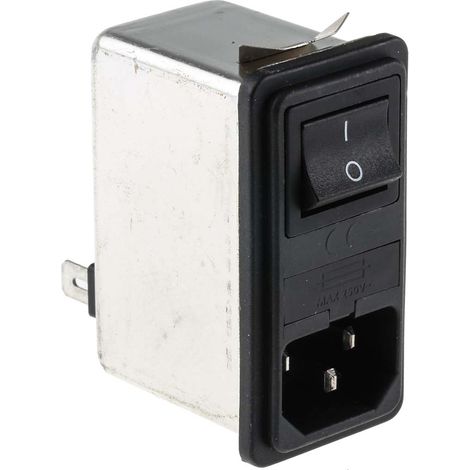 Filtre IEC Mâle RS PRO, 2A, 250 V c.a., Montage rapide, 1 pôle ( Prix pour 1 ) (1/3)