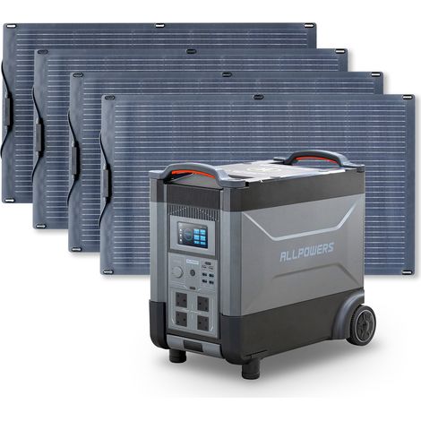 Home Battery Power Station LiFePO4 3600Wh, Voice Control With 4Pcs 100W Flexible Monocrystalline Solar Panel For Home Backup Outdoor ALLPOWERS R4000 (1/5)