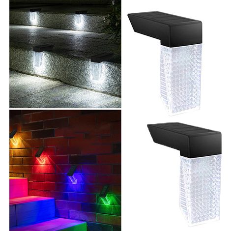 lumière blanche + colorée lampe à induction étanche pour marches d'escalier applique murale de mouvement solaire 2 pièces (1/5)