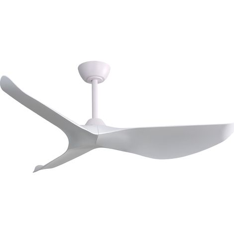 Ventilatore da soffitto per interni da 52" con telecomando, 6 velocità, 3 pale in ABS, motore DC silenzioso, bianco per soggiorno