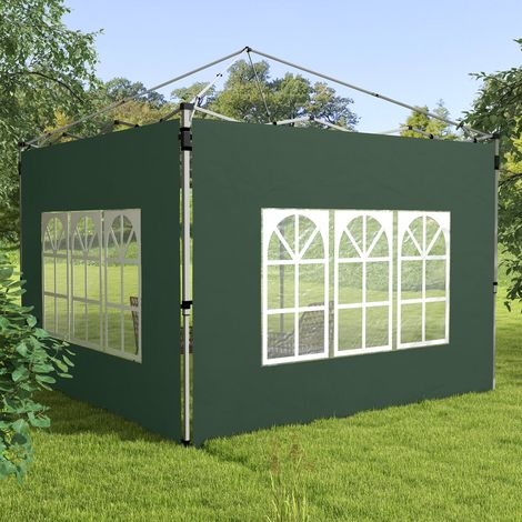 Seitenwände für ein 3 x 3 / 3 x 4 m Zelt, 2 Oxford-Gewebe-Paneele 295 x 195 cm mit Fenster für Partys, Grün