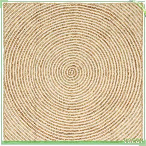 Tapis - FAFEISY - 42010720 - Jute naturel - Rond 120 cm - Naturel et blanc (1/5)