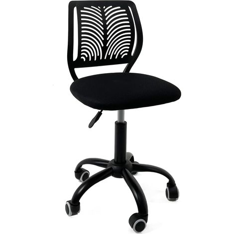 Chaise de bureau pour enfant – Junior fille, hauteur réglable, assise rembourrée en tissu mesh respirant, dossier ajouré souple, pivotante à 360°, base en métal, roulettes souples SAWI (blanche et ros (1/5)