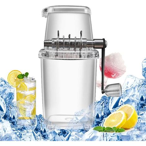 Broyeurs de glace - Récipient à glace de 1,25 litre - Lames en acier inoxydable Moulin à glace réglable - blanc - avec manivelle - Briseur de glace (1/5)