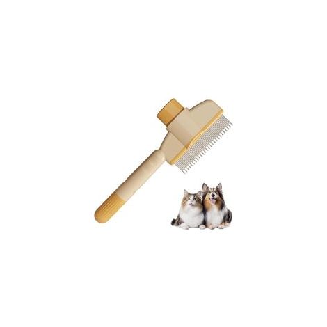 Brosse de toilettage pour poils de chat, peigne anti-puces, brosse pour chats à poils courts et longs, brosse pour chat avec bouton de déverrouillage, peigne anti-poils de chat, fourni (1/5)