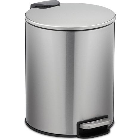 Poubelle pour Salle de Bain, Acier Inoxydable 5l, Seau intérieur Amovible. Fermeture en Douceur, argenté (1/5)