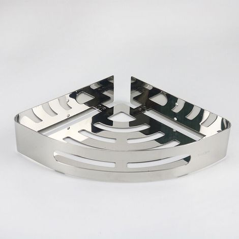 Estante esquinero para ducha FOREHILL, fabricado en acero inoxidable, sin necesidad de taladrar, cesta colgante para ducha, organizador de champú, triangular, negro, paquete de 2. (1/3)