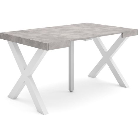 Skraut Home - Consolle allungabile, Tavolo consolle allungabile , 140, Per 6 persone, Gambe in legno, Stile moderno, Grigio Cemento (1/5)