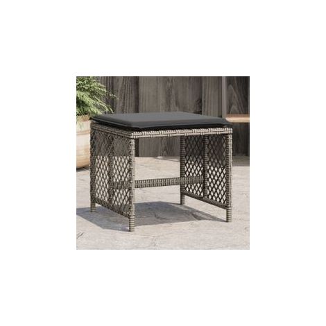 Tabourets de jardin avec coussins 4 pcs gris 41x41x36 rotin (1/5)