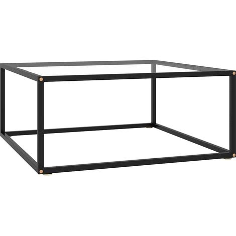 Table Basse-Table Salon Noir avec verre trempé 80x80x35 cm 897366 (1/5)