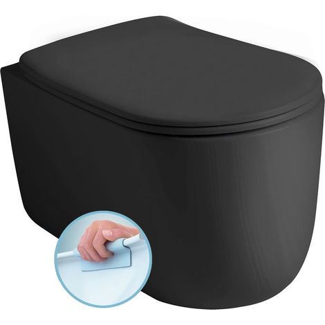 WC suspendu NOLITA, sans rebord, 35x55cm, noir mat (1/4)