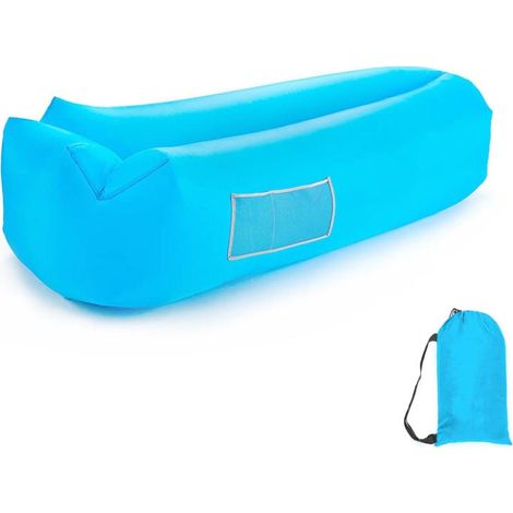 Divano gonfiabile blu con doppio rivestimento in tessuto resistente alle intemperie. (1/5)