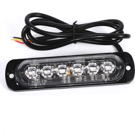 2x Lampe Stroboscope 12V 6 LED pour Voiture Camion Feu d'Avertissement Urgence Flash Bleu