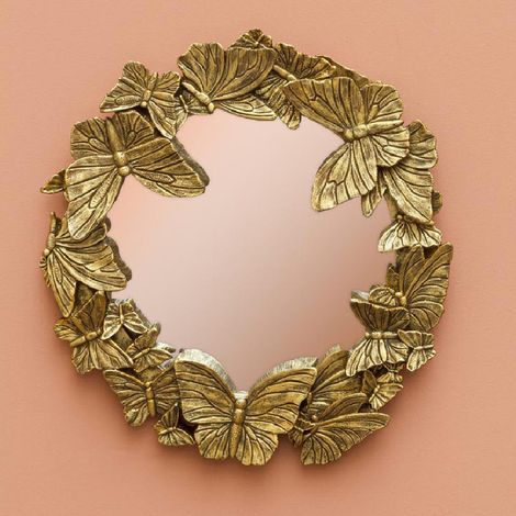 Miroir papillons dorés résine 29cm (1/2)