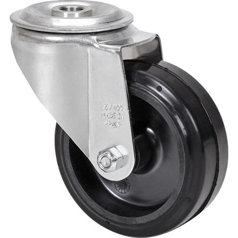 rueda giratora agujero m12 inox.20zvi100-thg goma negra tecnopolimero liso (1/2)