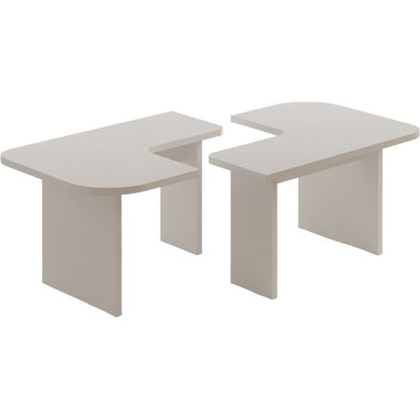 Ensemble tables basses en bois "Iris" - 90 x 45 x 35 cm - Blanc