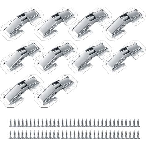 10 Pièces Charnière Invisible, Charnière Porte Placard Armoire Fermeture, 90 Degré Charnières de Cuisine pour Porte de Meuble Acier, avec Vis (1/5)