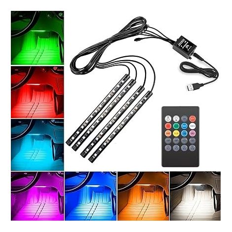 LED Light Strips Car Interior Light LED Music Lighting Kit, 48 LED Light Strips Sound-Control Music (1/5)