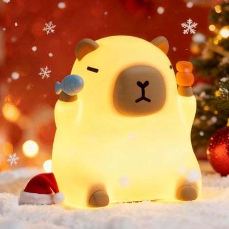 Lámpara de noche Capibara para niños, lámpara suave con forma de capibara, luz nocturna para bebés con 3 niveles de brillo y temporizador. (1/5)