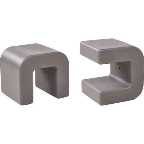 Conjunto de 2 mesas auxiliares taburetes modernos material sintético multifuncional salón patio resistente óxido agua gris pardo Mozia (1/5)