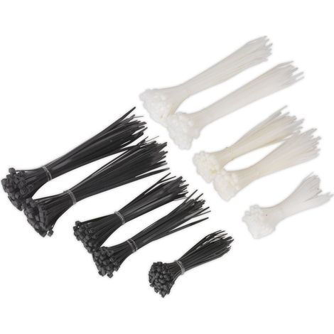 Sealey CT600BW Cable Tie Assortment, Black/White - Pack of 600