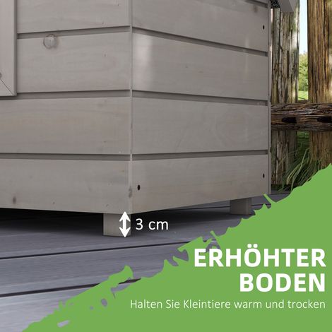 Niche extérieure pour chat en bois massif, abri imperméable avec toit en bitume, couvercle articulé, fenêtre, robuste pour hiver, chenil, abri félin pour jardin, terrasse, 87x52x44 cm, gris (1/4)