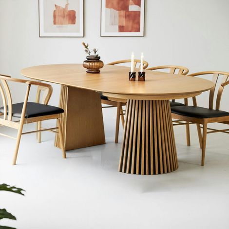 Table chêne clair pied baguette extensible 200/250/300 cm AMSTERDAM (1/5)
