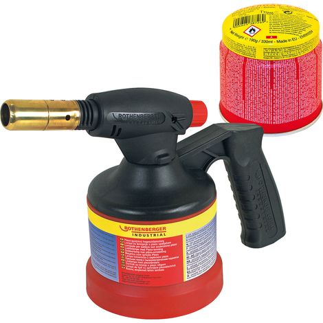 ROTHENBERGER Industrial RoFlame Premium Lampe à souder avec allumage piézoélectrique 1.800 °C incl. 1x C200 cartouche 330 ml avec système ILL - 1500004631