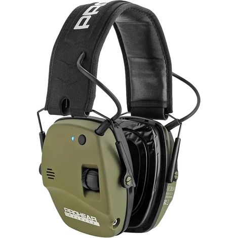 Protección auditiva electrónica para tiro, reducción de ruido, funcionalidad Bluetooth, color verde. (1/2)