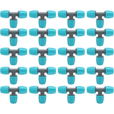20 Pièces Connecteur Té Irrigation 16mm Polyéthylène Pour Serre Jardin Agricole