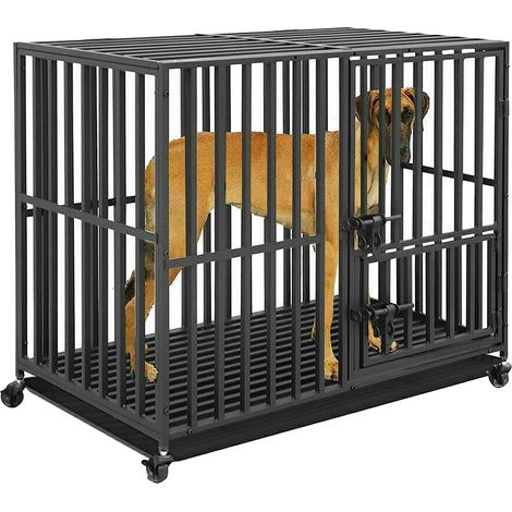 Hundekäfig Hundebox Metall Stabil Hundetransportkäfig für mittelgrosse Hunde L: 95 x 57 x 81 cm