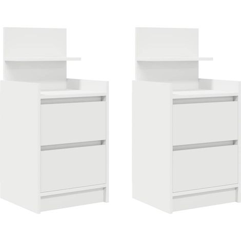 Maison Exclusive - Nachttische mit 2 Schubladen 2 Stk. Weiß 38x34