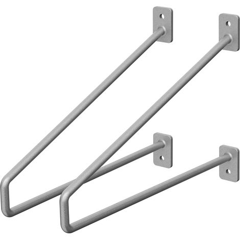 ML-Design 2 Stück Regalhalterung, 265 mm, Silber, aus Stahl, Haarnadel Regalhalterungen, Schwebe Regalwinkel, Hairpin Wandhalterung, Regalträger für Wandmontage, Industrielle Wandregal, Wandkonsole