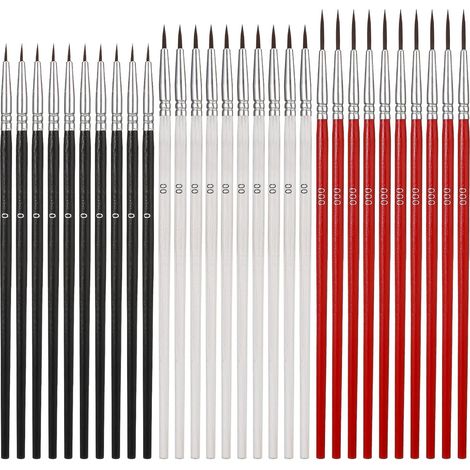 30 Stück Feine Pinsel Set 3 Größen (000000) - Präziser Konturenpinsel für Basteln, Miniatur & Gesichtsbemalung