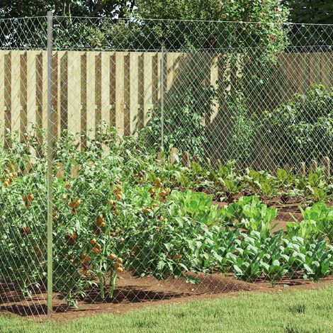 vidaXL  Chain Link Fence  Galvanised 2 x 20 m Glass