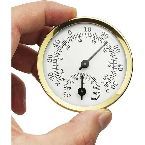 Thermomètre-hygromètre numérique 58mm métal doré, pour serre (1/5)